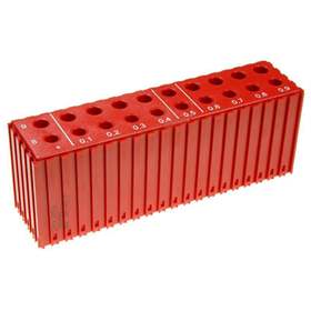 Kunststoff-Box zum Ablegen von Bohren mit Durchmesser 8-9,9mm - D8-D9,9, Modul 20x5, Farbe rot.