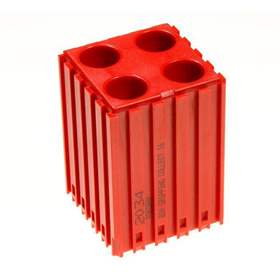 Kunststoff-Box zum Ablegen von Spannzangen mit Durchmesser 16 mm - K 16, Modul 5x5, Farbe rot.