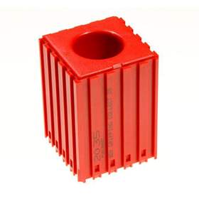 Kunststoff-Box zum Ablegen von Spannzangen mit Durchmesser 27,5 mm - K 28, Modul 5x5, Farbe rot.