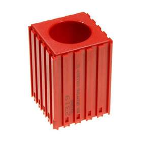 Kunststoff-Box zum Ablegen von Spannzangen mit Durchmesser 32,5 mm - K 32, Modul 5x5, Farbe rot.