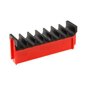 Ablegezwischenstück, 7 St. Ablegeplätze mit max. Durchmesser 10 mm, 98x19,5x30 mm.