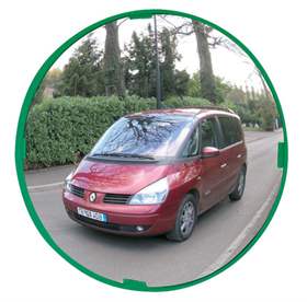 Multifunktionsspiegel mit grünem Rahmen für Außenbereiche, Rundform 400 mm