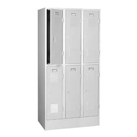 Zváraná šatňová skriňa, delená, 3 x 2 schránky, šírka 900 mm, farba dverí šedá RAL7035, štandardné vetracie žalúzie