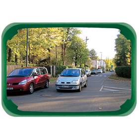 Multifunktionsspiegel mit grünem Rahmen für Außenbereiche, 600 x 400 mm