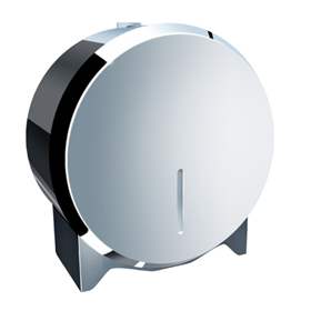 Dispenser hârtie de toaletă pentru role industriale, diametru Ø rolă 19 cm, oțel inoxidabil lucios,