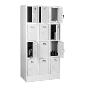 Zváraná šatňová skriňa so schránkami, 3 x 4 schránky, šírka 900 mm, farba dverí šedá RAL7035