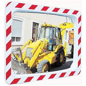 Verkehrsspiegel Anti-Frost für Außenbereiche, mit dem rot/weißen Sicherheitsrahmen, LxB: 750 x 600 mm