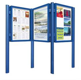 Säule Quatro Plus für Schaukasten Höhe 1350 mm, mit Fußplatten, Farbe Blau RAL5010, VE 1 Stk.