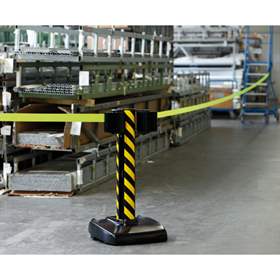 Mobile Gurtabsperrung Store Track, Gurtlänge 2x22 m, Gelb-Schwarz