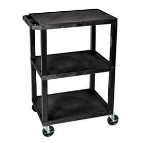 Policový vozík plastový, v x d x š: 865x610x460 mm, 3 police, barva černá.