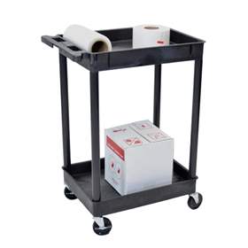 Policový vozík plastový, v x d x š: 950x610x460 mm, 2 vany, barva černá.