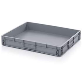 Přepravka plastová Euro, plná, šedá barva, 600 x 800 x 120 mm