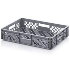 Eurobehälter durchbrochen, grau, 600 x 400 x 120 mm
