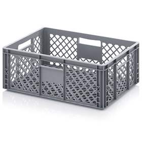 Eurobehälter durchbrochen, grau, 600 x 400 x 220 mm