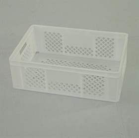 Plastová přepravka Euro200, 600 x 400 x 200 mm, mřížkové stěny, barva bílá.