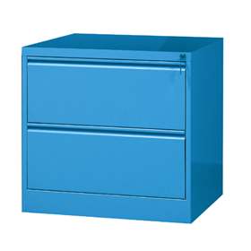 Cartotecă - dulap arhivare registratură - pentru format  A4 cu 2 rânduri sertare, HxLxl: 715x775x630 mm, albastru RAL5010