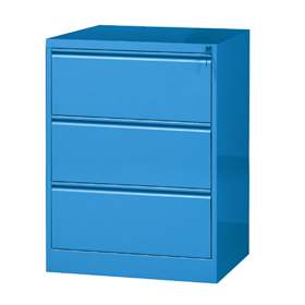 Cartotecă - dulap arhivare registratură - pentru format  A4, 3 zweibahninge sertare, HxLxl: 1000x775x630 mm, albastru RAL5010