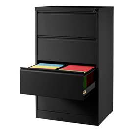 Cartotecă - dulap arhivare registratură - pentru format  A4 cu 2 rânduri sertare, HxLxl: 1285x775x630 mm, neagră RAL9005