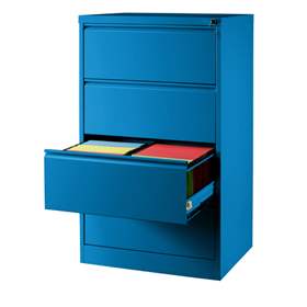 Cartotecă - dulap arhivare registratură - pentru format  A4 cu 2 rânduri sertare, HxLxl: 1285x775x630 mm, albastru RAL5010