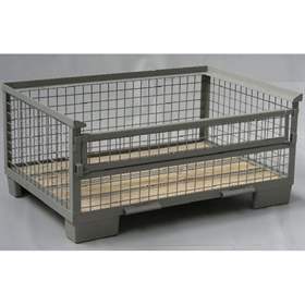 Gitterbox, mittelhohe Baumform - Längswand halb abklappbar, 1200x800x400 mm, Traglast 1500 kg, Farbe Grau RAL7030