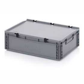 Eurobehälter mit Deckel, grau, 600 x 400 x 185 mm