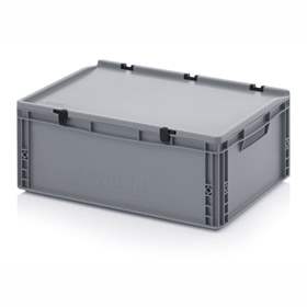 Eurobehälter mit Deckel, grau, 600 x 400 x 235 mm