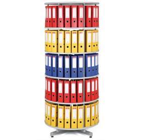 Ordner-Drehsäule, 5 Etagen, Höhe 2000 mm, Durchmesser 800 mm, Farbe grau