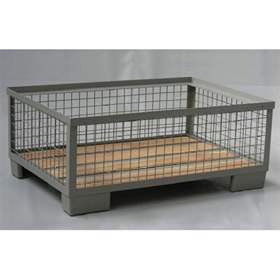 Gitterbox, mittelhohe Baumform - feste Wände, 1200x800x400 mm, Traglast 1500 kg, Farbe Grau RAL7030