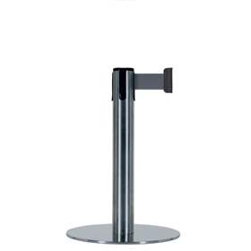 Personalleitsystem - Gurtpfosten Expo, niedrig, Gurtlänge 2,3m, Chrom poliert / Gurt Schwarz