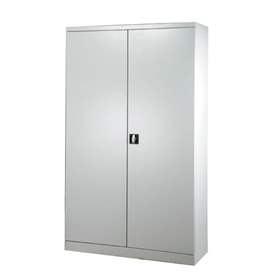 Dulap atelier cu polițe, uși batante-mobilier metalic organizator atelier, HxLxl: 1990 x 800 x 435 mm, cap. port. 60 kg, gri RAL7035