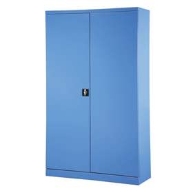 Dulap atelier cu polițe, uși batante-mobilier metalic organizator atelier, HxLxl: 1990 x 1200 x 435 mm, cap. port. 60 kg, albastru deschis RAL5012