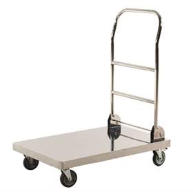 Edelstahl Plattformwagen, klappbarer Handgriff, Ladefläche LxB: 825 x 520 mm