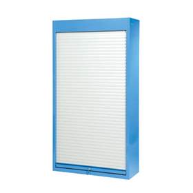 Werkstatt-Schrank, HxBxT: 1950 x 1044 x 405 mm, Aluminium-Rollladen, 3 x Fachböden 100 kg, Farbe Blau RAL5012