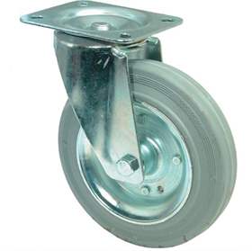 Transport-Lenkrolle, graue Gummi, Durchm. 100 mm, Traglast 70 kg