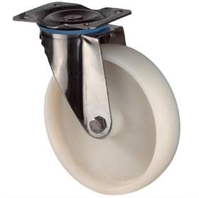 Edelstahl-Transport-Lenkrolle, Polyamid, Durchm. 100 mm, Traglast 120 kg