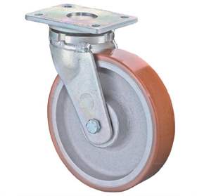 Transport - Lenkrolle, Gussfelge, Bandage Polyurethan, Durchm. 100 mm, Traglast 295 kg