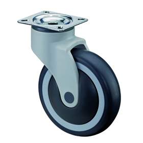 Přístrojové kolo, otočné, vidlice s plastu, pr. 125 mm, s plotýnkou nosnost 120 kg