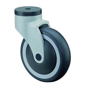 Přístrojové kolo, otočné, vidlice s plastu, pr. 100 mm, s hřbetním otvorem, nosnost 110 kg