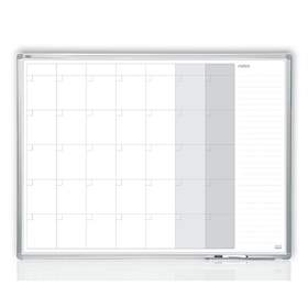 Weißwandtafel mit Monatplanung-Druckraster, magnetisch, 1200 x 900 mm