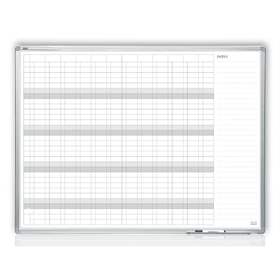 Weißwandtafel mit Jahresplanung-Druckraster, magnetisch, 1200 x 900 mm