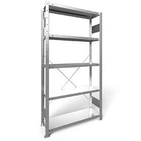 Regál zásuvný CLIP S3, V: 2000 mm, 5 polic 1000 x 300 mm, nosnosť 150 kg, pozinkovaný, základný