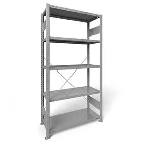 Regál zásuvný CLIP S3, V: 2000 mm, 5 polic 1000 x 400 mm, nosnosť 150 kg, šedý, základný