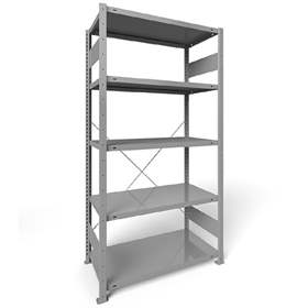 Regál zásuvný CLIP S3, V: 2000 mm, 5 polic 1000 x 500 mm, nosnosť 150 kg, šedý, základný