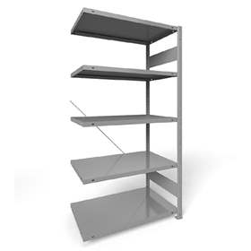 Regál zásuvný CLIP S3, V: 2000 mm, 5 polic 1000 x 600 mm, nosnosť 230 kg, šedý, pridavný