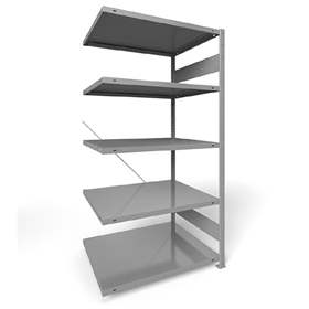 Steckregal CLIP S3, V: 2000 mm, 5 Fachböden 1000 x 800 mm, Traglast 230 kg, Lichtgrau RAL7035, Anbau-Element