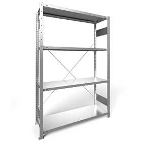 Steckregal CLIP S3, V: 2000 mm, 4 Fachböden 1500 x 400 mm, Traglast 200 kg, verzinkt, Grund-Element