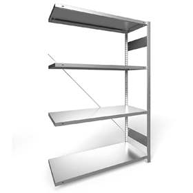 Regál zásuvný CLIP S3, V: 2000 mm, 5 polic 1300 x 500 mm, nosnosť 230 kg, pozinkovaný, pridavný