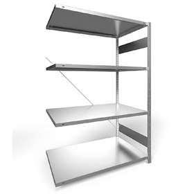 Regál zásuvný CLIP S3, V: 2000 mm, 5 polic 1300 x 800 mm, nosnosť 230 kg, pozinkovaný, pridavný