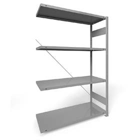 Regál zásuvný CLIP S3, V: 2000 mm, 5 polic 1300 x 500 mm, nosnosť 230 kg, šedý, pridavný