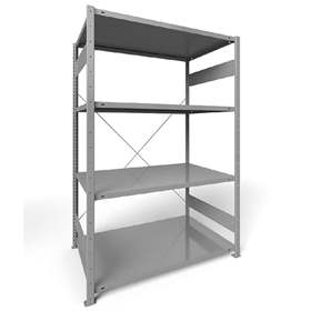 Regál zásuvný CLIP S3, V: 2000 mm, 5 polic 1300 x 800 mm, nosnosť 230 kg, šedý, základný